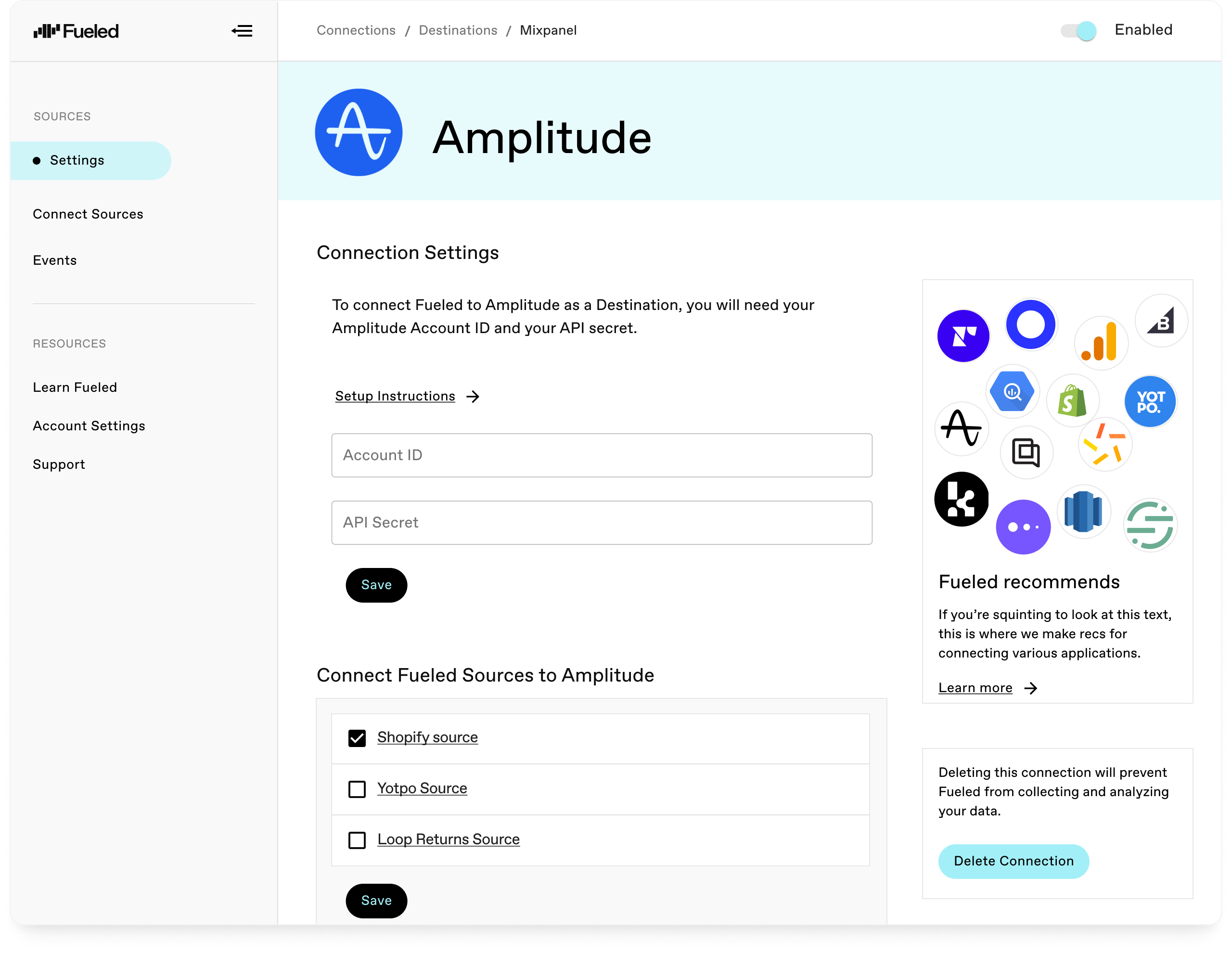 Screenshot of our Amplitude integration.