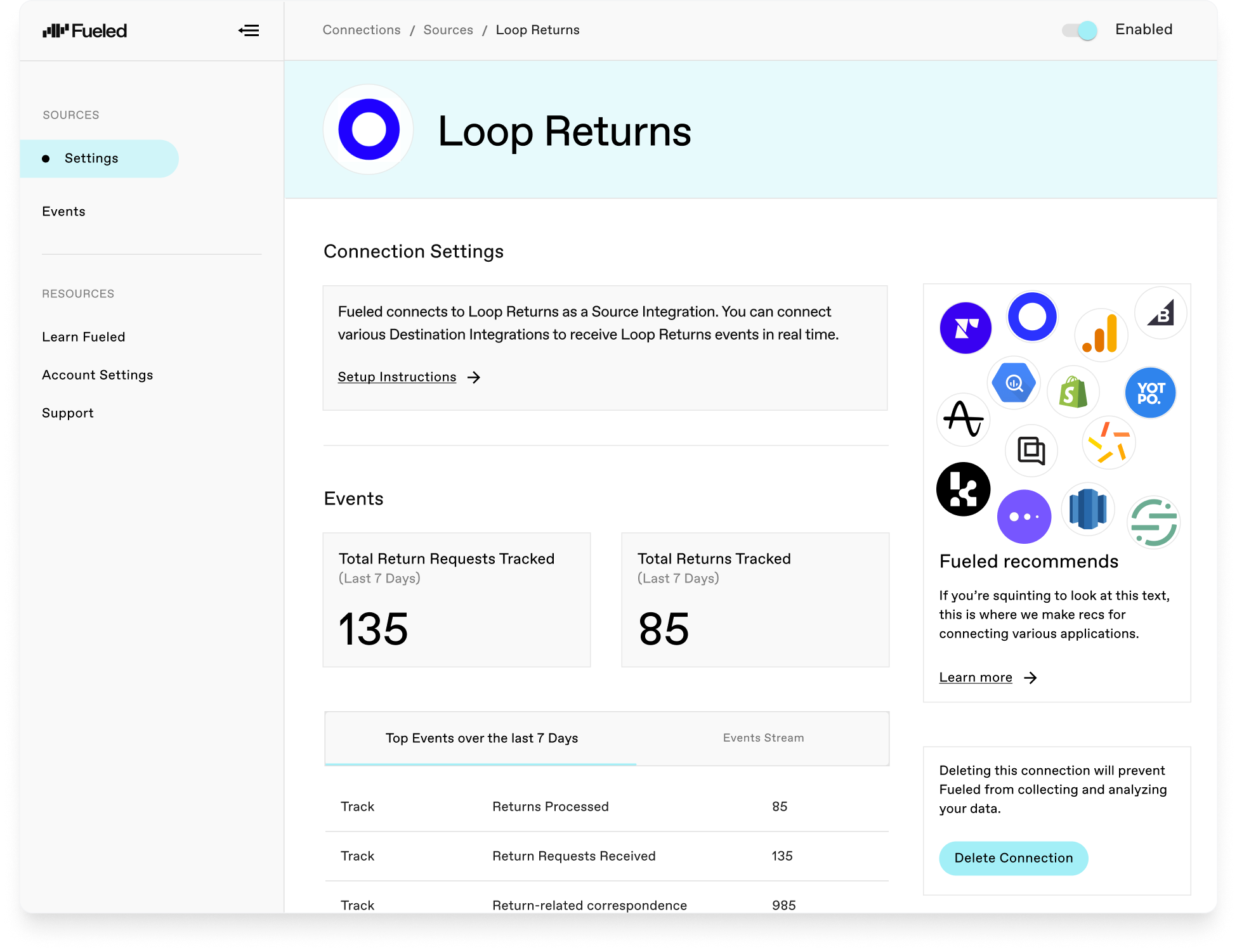 Screenshot of our Loop Returns integration.